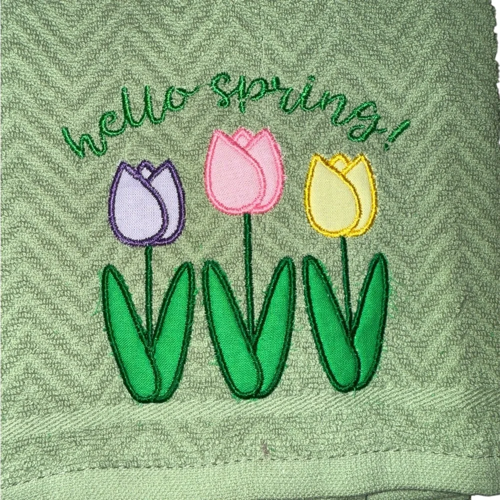 Hello Spring Embroidered Towel NWOT - Picture 2 of 2